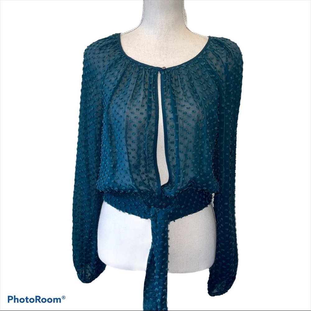Free People texture sheer long sleeve top
